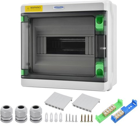 Mollom Boîte de distribution d'énergie 9 voies série HA avec barres omnibus et rail DIN pour disjoncteur miniature MCB, étanchéité IP66