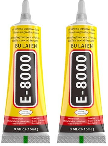 E8000 Super Glue, 2 Pieces, 15ml Each, Transparent Multi-Function Adhesive, Semi-Fluid, High Viscosity