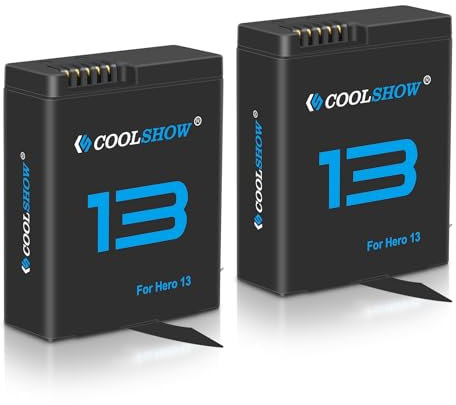 COOLSHOW Hero 13 Akku Enduro Wiederaufladbarer Akku mit längerer Lebensdauer 2100mAh 2 Stück Kompatibel mit GoPro Hero 13 Black