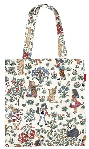 Signare Flat Tote Bag Alice in Wonderland Design (FLAT-ALICE)