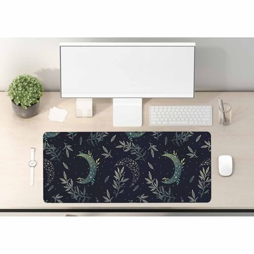 Woutay Desk Pad,Green Boho Magic Leaves,Mouse Pad Gaming Large Desk Pad