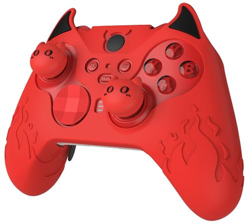 playvital Cover per Xbox Elite Series 2 Wireless Controller,Custodia Silicone Protettiva Antiscivolo Copri Analogici per Xbox Elite Series 2 Core Joystick-Demone Carino-Rosso