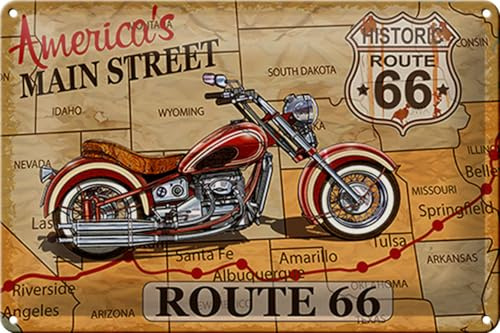 Schild Blech -Made in Germany- Motorrad 30x20cm Americas main street route 66 Metall Deko Blechschild