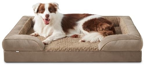 JOEJOY Großes Orthopädisches Hundebett, großes waschbares Katzenbett Hundekissen mit Wabenstruktur und abnehmbarem wasserdichte Fütterung Schaumstoff hundebett orthopädisch Braun