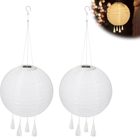 Herbst 2 Stück Lampions Außen, 25cm Wasserdicht Gartenlaterne Nylon Hängende Laterne, Garten Laterne für Hof Hochzeit Terrasse Fest Deko