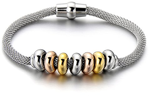 COOLSTEELANDBEYOND Edelstahl Charm-Armband für Mädchen Damen mit Edelstahl-Charme