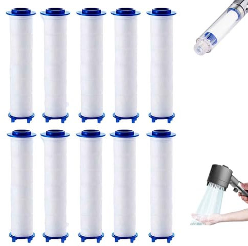 10 filtros de repuesto para cabezal de ducha Ion Drops, de algodón PP, aptos para cabezales de ducha (10cm)