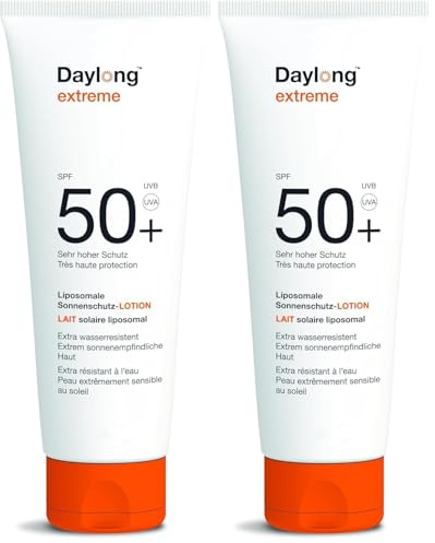 Daylong Extreme Lait solaire liposomal SPF 50+, 200 ml, Crème solaire visage et corps, tous types de peaux, filtres larges spectres UVA/UVB : Tinosorb S & M, Aloe vera, Vitamine E (Lot de 2)