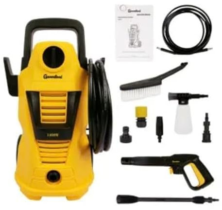 Electric Pressure Washer 1400W – High Power Jet Wash with Accessories Kit, Hose, Spray Gun & Foam Bottle – Ideal for Car, Patio, Driveway Cleaning