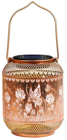 Uxsjakjsd Hollow Out Metal Garden Decor Butterfly, Solar Lantern Waterproof Outdoor Hanging Lights for Outside