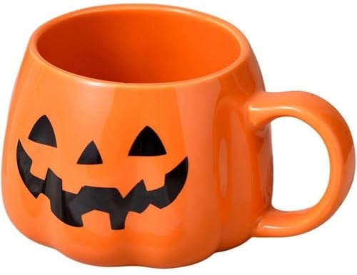 Huiyiwert Tazza di zucca per Halloween, 400 ml, in porcellana, graziosa tazza da caffè, con manico, regalo per Halloween, giorno del Ringraziamento, Natale, Capodanno (nero)