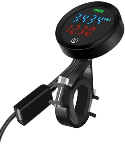 Generisch Drahtloser Reifendrucksensor für Motorräder, Reifendruckkontrollsystem, Reifendrucksensor, mit LCD-Display, Solarladung, wasserdicht, Plug-and-Play, Schwarz, 1 Stück