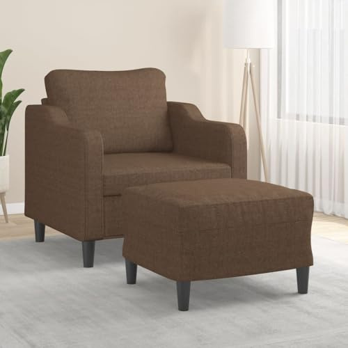 HETFTJN Sessel mit Hocker Braun 78x77x80 cm Stoff Relaxsessel mit Recamiere für kleines Wohnzimmer Balkon und Schlafzimmer Modernes Design Robust und Langlebig