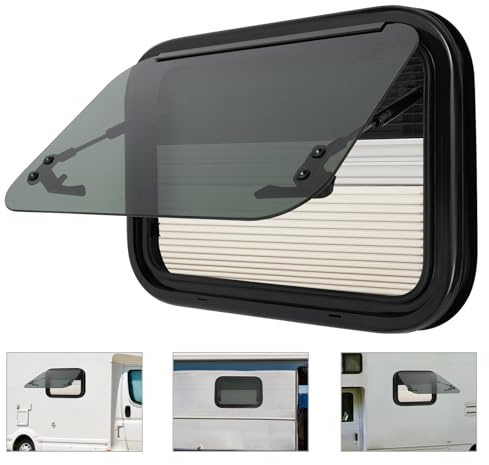 BJTDLLX Wohnmobilfenster Ausstellfenster inkl. Verdunklung Seitenfenster, Wohnwagen Fenster 85° RV Externes Push Fenster, Klappbares Ausstellfenster Camper (500x350mm)