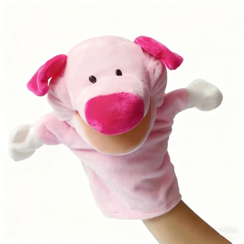 LLTCMYGS Montessori offene Mund-Handpuppen aus Plüsch, Tierfiguren, Weihnachtsgeschichten-Spielzeug,Pig