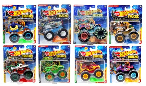 Hot Wheels Monster Trucks, FYJ44-993G Bundle, Die-Cast Vehicles with Oversized Wheels, Ages 3+