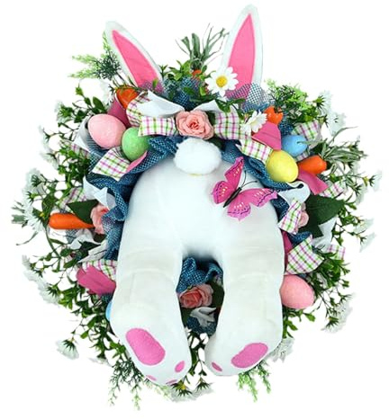 Osterkranz Haustür Mit Hase Hintern Ohren Frühlingskranz Osterkranz Tür Willkommenskarte Türkranz Der Haustür Verziert Frühling Osterhasen Wreath
