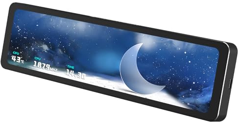 Thermalright TR Trofeo Vision 11.3 LCD Black, Schermo magnetico LCD da 11,3 pollici, risoluzione 1920 x 400, temperatura CPU/GPU master (nero)