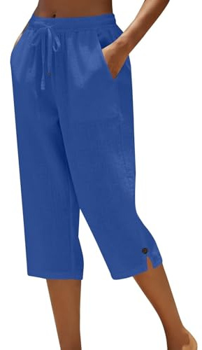 TYUIOP Pantaloni Donna Curvy Pantaloni Tuta Donna Cotone Leggero con Elastico in Vita Cropped Morbidi da Lavoro Comodi e Morbidi Cotone