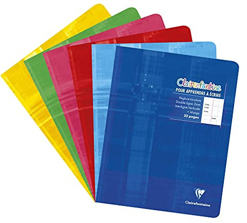 Clairefontaine 3799C - Schreiblernheft 16 Blatt, 17 x 22cm, liniert, DL 2 mm IV, ideal für die Schule, farbig sortiert, 1 Stück