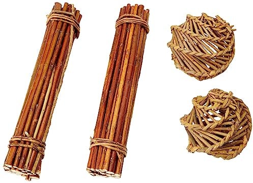 HAPPYPET Nature First Large Willow Tube Playing Hiding Nibbling Toy Teeth Trimmer for Hamsters, Rats & Small Animals