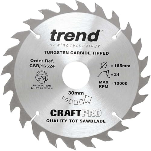 Trend TCT Circular Saw Blade 165mm 24 teeth 30mm Bore & Bushes 16mm & 20mm