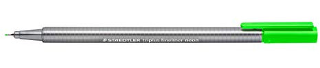Staedtler 334-501 Triplus Fineliner (Dreikant, Superfeine, Metallgefasste Spitze, Linienbreite ca. 0,3 mm, 10 Stück) neon grün