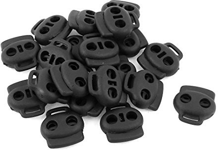 sourcing map 20Stück Kordelstopper Kordelklemme Dual Löcher Federbelaste Schnurverschluss Stopper Fastener Einstell