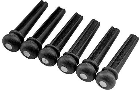 Musiclily Folk Gitarre Ebenholz Brücke Pins Ebony Bridge Pins für Akustikgitarre, Schwarz mit 3mm White Pearl Shell Dot(6 Stück)