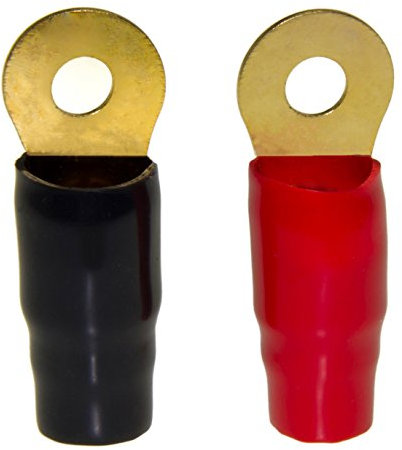 Adapter-Universe® 2 x Ring Terminal Kabelschuh Elektro rot schwarz lötfrei Set passend für 0ga Gauge Kabel