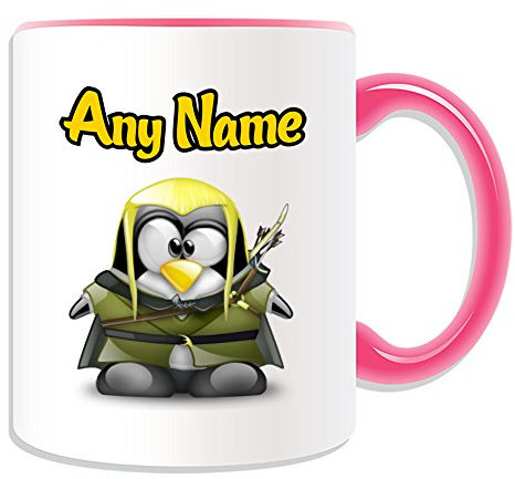 Personalisierbares Geschenk – Legolas-Tasse (Pinguin-Film-Charakter-Design, Farboptionen) – beliebiger Name Nachricht auf Ihrem einzigartigen – Kostüm-Film Superhelden der Hobbit Herr der Ringe