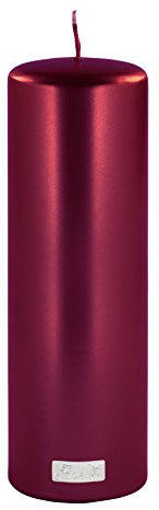 Fink Candle, metallic Stumpenkerze, Paraffin, dunkelrot, L. 8 cm, B. 8 cm, H. 25 cm, D. 8 cm