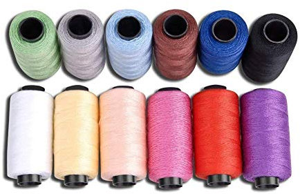 Hamhsin, set da cucito, 12 rocchetti di filo da jeans, kit da cucito, rocchetto di filo da cucito in poliestere, 165 m, molto spesso, perfetto per jeans, cuoio, copriletto, cuscini, tende. ecc.