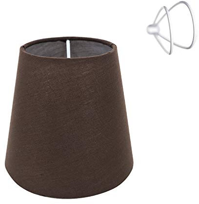 Eastlion Lampenschirm 5.5/Ø14cm Clip-On Lampenschirm for Flachs Kerze Kronleuchter Wandleuchte Pendelleuchte Tischlampe,Braun