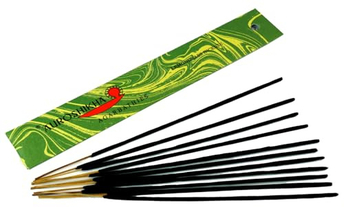 Auroshikha Räucherstäbchen - Indische Aromadüfte, Lemongrass Incense | Handgefertigte Räucherstäbchen, 10 g Packung, traditionelle Herstellung, sozial verantwortlich, aus dem Sri Aurobindo Ashram.