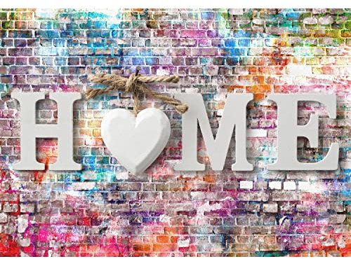 Runa Art Photo Wallpaper Home Heart Brick 352 x 250 cm Non-Woven Wall Art XXL Moderne Living Room Bedroom Colorful 9396011a