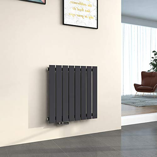 EMKE Heizkörper Horizontal 630x620mm, Design Flachheizkörper Einlagig Moderne Heizkörper Flach Paneelheizkörper Seitenanschluss Anthrazit 450W