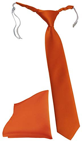 TigerTie Kinderkrawatte Einstecktuch in orange einfarbig Uni - vorgebundener Knoten (fest vernäht) mit Gummizug