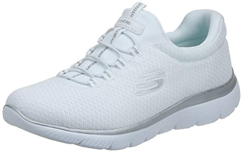 Skechers Summits, Zapatillas Mujer, Blanco White Mesh Silver Trim, 40 EU Ancho