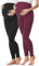 Be Mammy Lote de 2 Legging Grossesse Femme Long Legging Maternité Confortable BE20-230 (Noir/Bordeaux, XXL)