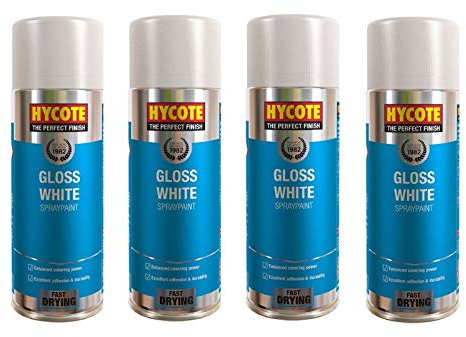 Hycote XUK032 Gloss White Top Coat Spray Paint 400ml x 4