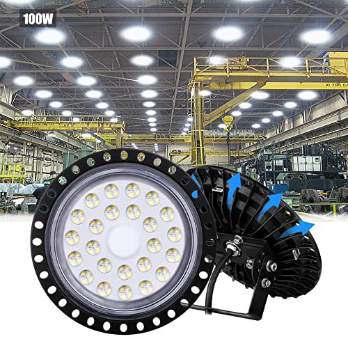 Sararoom 100W LED UFO Industrielampe 8000LM LED Hallenstrahler Kaltweiß 6500K LED Strahler mit 96LEDs Werkstattlampe Industrial Kronleuchter LED Gewerbliche Beleuchtung für Fabriken Garage Keller