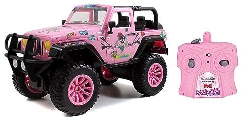 Dickie Toys RC SUV Girlmazing Coche teledirigido Jeep Wrangler, con 2 Canales, 2,4 GHz, Turbo, Incluye Pegatinas, a Partir de 6 años, Color Rosa metálico Brillante.