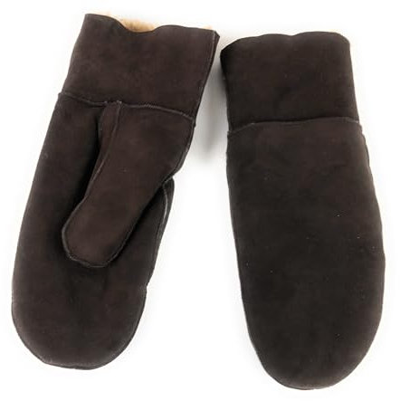BOOM IT Lammfell Faust Handschuh für Herren oder Damen (h1) (L, dunkelbraun)