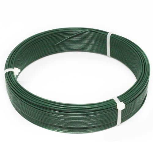 Linxor France ® Fil d'attache en Acier galvanisé plastifié pour Grillage ou Autre - 50 m x 1.5mm Ø - Vert - Norme CE