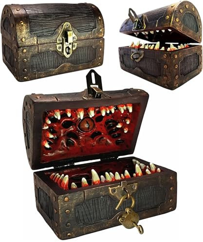 Conjurer Co Mimic Chest Würfel-Aufbewahrungsbox,DND abschließbarer Tresor,Geschenk für Dungeons & Dragons Spieler,D & D Halter Case,Platz für 4 Sets polyedrische Würfel oder 28 Würfel