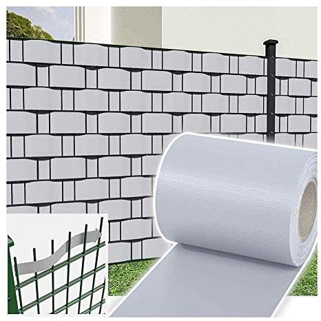 GDMING PVC-Schutzstreifen Zum Doppelstabmattenzaun Draussen 100% Blockierte Sicht UV-Schutz Dekoration Zum Garten Balkon Startseite Mit Clips, 21 Größen (Color : Gray, Size : 0.19x90m)