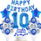 Blau Luftballon 10. Geburtstag Junge deko Folienballon 10 Tortendeko 10 Geburtstags Junge dekoration happy Birthday Girlande Banner Blau Geburtstagsdeko 10 jahre Junge Ballon deko 10. Geburtstag Junge