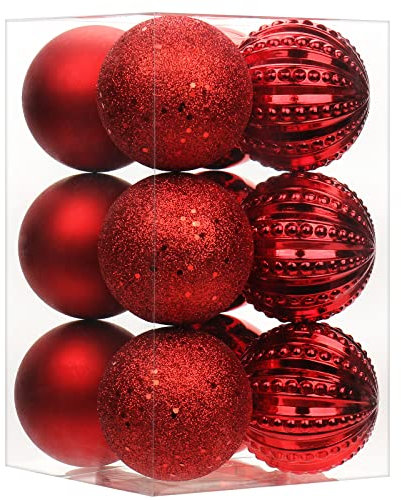 8CM Weihnachtsdeko Weihnachtskugeln, 12 Stücke Bruchsiche Christbaumkugeln Ornamente Weihnachtsbaumschmuck für Weihnachtsbaum Christbaumkugeln Weihnachtsdekoration Kugeln