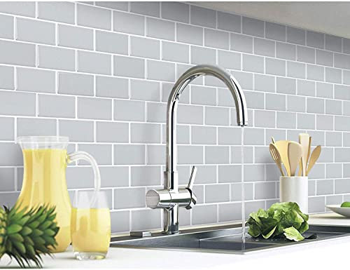 Yoillione 10 Stück 3d Fliesenaufkleber für Bad Küche, Klebefliesen Vinyl Fliesen Selbstklebend Fliesenfolie Wandpaneele Grau PVC, Metro Fliesen Selbstklebend Fliesendekor 30x30, Wandfliesen Dekor